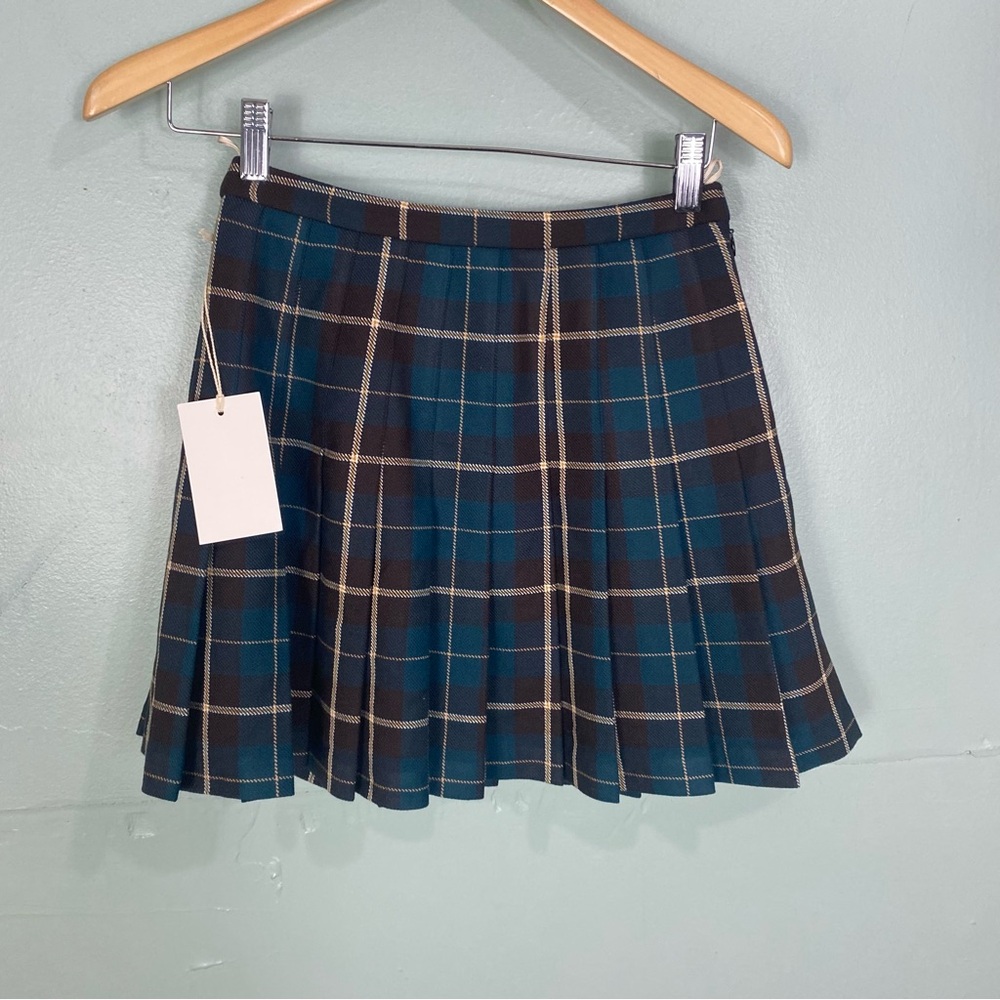 Aritzia Wilfred Juliet Skirt Pleated Brown‎ Green Sz 2 Academia
